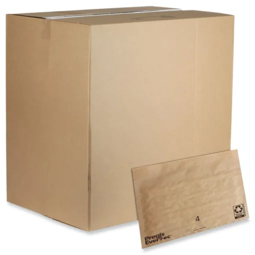 Discount EverTec 14 in. x 9 in. No. 4 Self-Adhesive Closure Kraft Paper Curbside Recyclable Padded Mailer - Brown (150/Carton) Mailing, Packing & Shipping