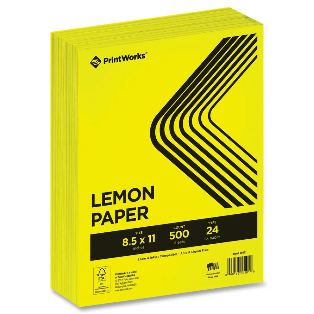 Online 8.5 in. x 11 in. 24 lbs. Text Weight Color Paper - Lemon Yellow (1-Ream) Cleaning & Janitorial Supplies