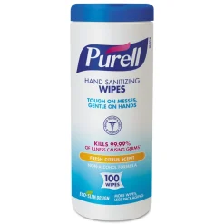 Online 9111-12 5.78 in. x 7 in. Premoistened Hand Sanitizing Wipes - Fresh Citrus, White (12/Carton) Skin Care & Personal Hygiene