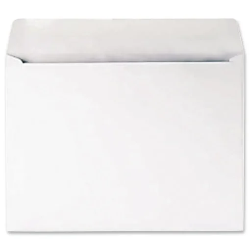 Online 9 in. x 12 in. #10 1/2 Cheese Blade Flap Gummed Closure Open-Side Booklet Envelope - White (250/Box) Mailing, Packing & Shipping