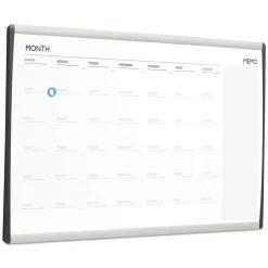 30 in. x 18 in. ARC Frame Cubicle Monthly Planning/Scheduling Calendar Board - White Magnetic Surface/Satin Aluminum Frame Office Presentation Supplies
