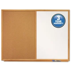 Outlet 48 in. x 36 in. Oak Finished Fiberboard (MDF) Frame Combination Board - Brown/White Surface Office Presentation Supplies