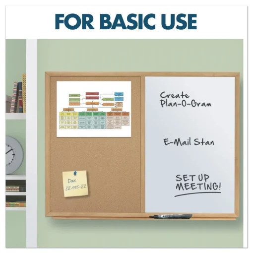 Outlet 48 in. x 36 in. Oak Finished Fiberboard (MDF) Frame Combination Board - Brown/White Surface Office Presentation Supplies