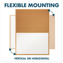 Outlet 48 in. x 36 in. Oak Finished Fiberboard (MDF) Frame Combination Board - Brown/White Surface Office Presentation Supplies
