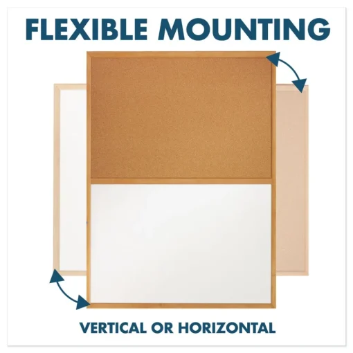 Outlet 48 in. x 36 in. Oak Finished Fiberboard (MDF) Frame Combination Board - Brown/White Surface Office Presentation Supplies