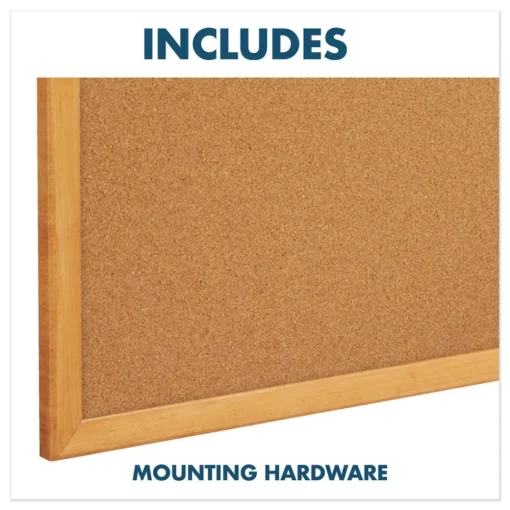 Outlet 48 in. x 36 in. Oak Finished Fiberboard (MDF) Frame Combination Board - Brown/White Surface Office Presentation Supplies