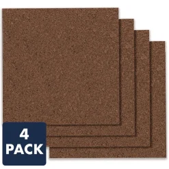 Online 12 in. x 0.38 in. x 12 in. Cork Panels - Brown (4/Pack) Office Presentation Supplies