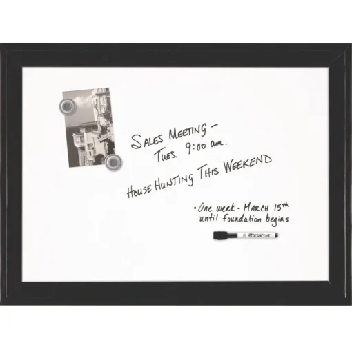 Sale 23 x 17 Home Decor Magnetic Dry Erase Board - White Surface/Black Wood Frame Office Presentation Supplies