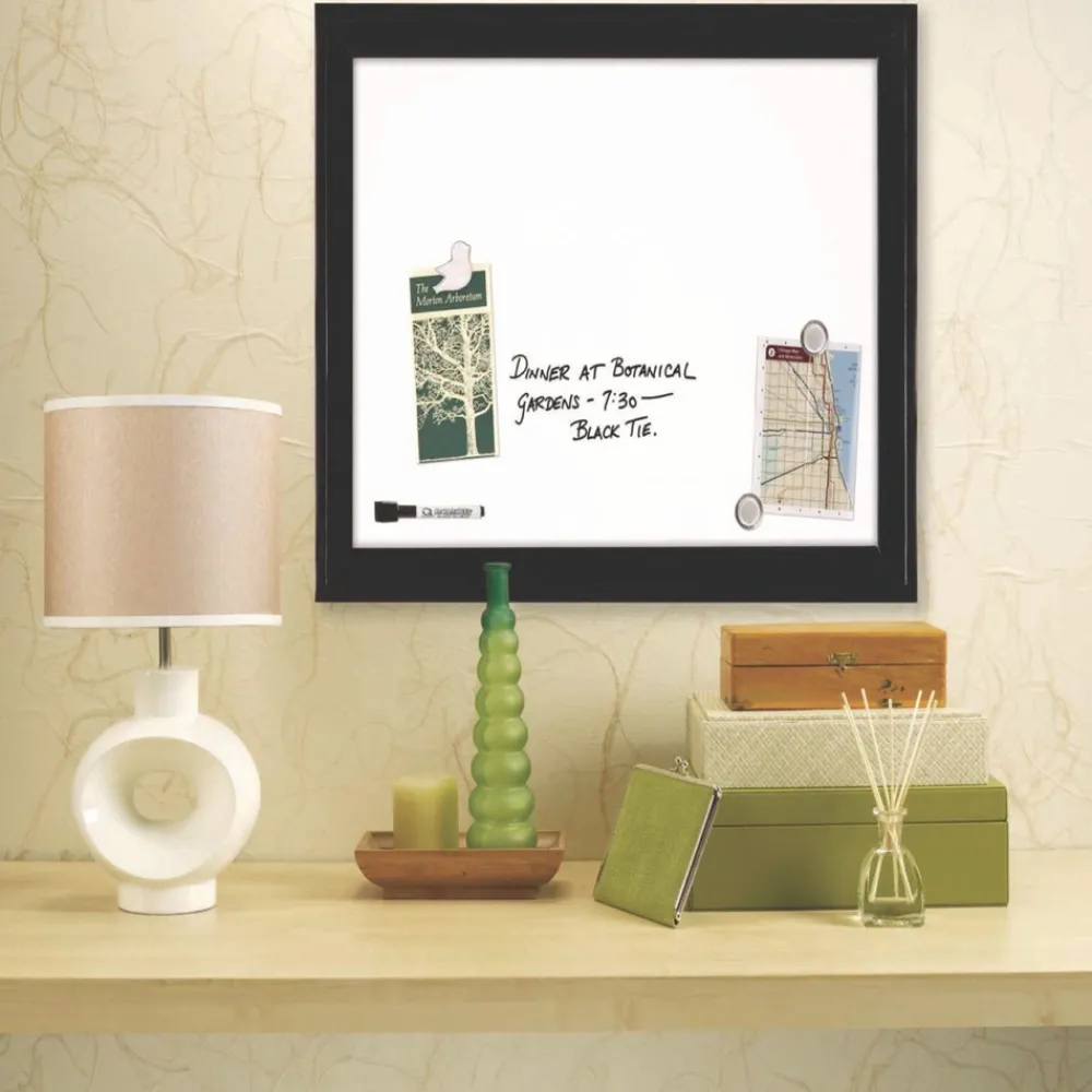 Sale 23 x 17 Home Decor Magnetic Dry Erase Board - White Surface/Black Wood Frame Office Presentation Supplies