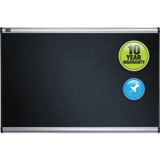 Outlet Prestige 36 in. x 24 in. Embossed Foam Bulletin Board - Black/Silver Office Presentation Supplies