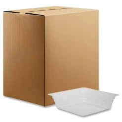 Outlet 4 oz. cap. 3.5 in. x 3.5 in. x 1 in. Shallow Reflections Portion Plastic Trays - Clear (2500/Carton) Tabletop And Serveware
