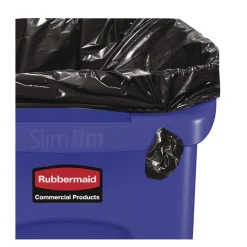 Best 23 Gallon Slim Jim Recycling Plastic Container with Venting Channels - Blue Trash & Waste Bins