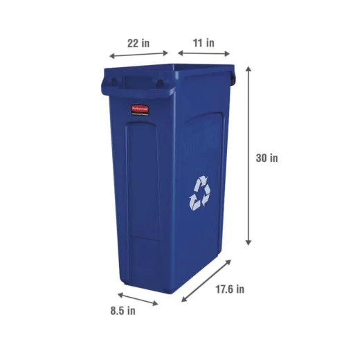 Best 23 Gallon Slim Jim Recycling Plastic Container with Venting Channels - Blue Trash & Waste Bins