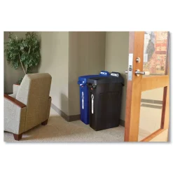 Best 23 Gallon Slim Jim Recycling Plastic Container with Venting Channels - Blue Trash & Waste Bins