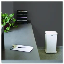 Clearance 6.5 gal. Defenders Heavy-Duty Steel Step Can - White Trash & Waste Bins