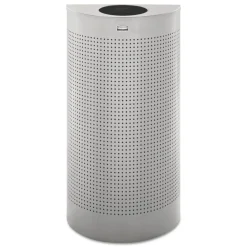 12 gal. Designer Line Silhouettes Steel Waste Receptacle - Silver Metallic Trash & Waste Bins