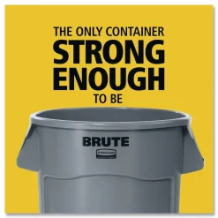 Online 20 gal. Vented Round Plastic Brute Container - Yellow Trash & Waste Bins
