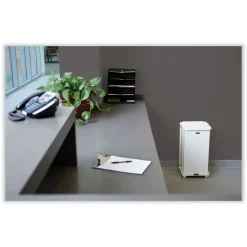 Sale 13 gal. Defenders Heavy-Duty Steel Step Can - White Trash & Waste Bins