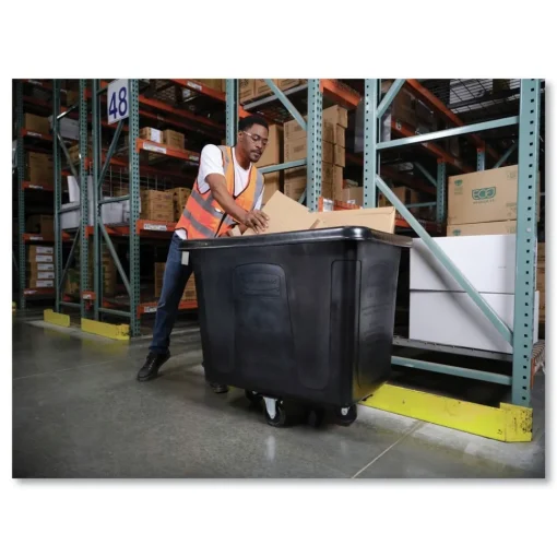 Online 149 gal 600 lb Capacity Plastic Cube Truck - Black Trash & Waste Bins