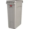 23 Gallon Rectangular Plastic Slim Jim Receptacle with Venting Channels - Beige Trash & Waste Bins