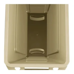 23 Gallon Rectangular Plastic Slim Jim Receptacle with Venting Channels - Beige Trash & Waste Bins