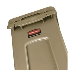 23 Gallon Rectangular Plastic Slim Jim Receptacle with Venting Channels - Beige Trash & Waste Bins