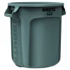 Best 10 gal. Vented Round Plastic Brute Container - Gray Trash & Waste Bins
