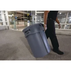 Best 10 gal. Vented Round Plastic Brute Container - Gray Trash & Waste Bins