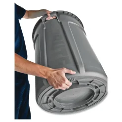 Best 10 gal. Vented Round Plastic Brute Container - Gray Trash & Waste Bins