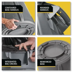 Best 10 gal. Vented Round Plastic Brute Container - Gray Trash & Waste Bins