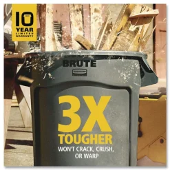 Best 10 gal. Vented Round Plastic Brute Container - Gray Trash & Waste Bins