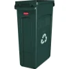 Discount 23 Gallon Slim Jim Recycling Container with Venting Channels - Green Trash & Waste Bins