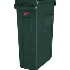 Discount 23 Gallon Slim Jim Recycling Container with Venting Channels - Green Trash & Waste Bins