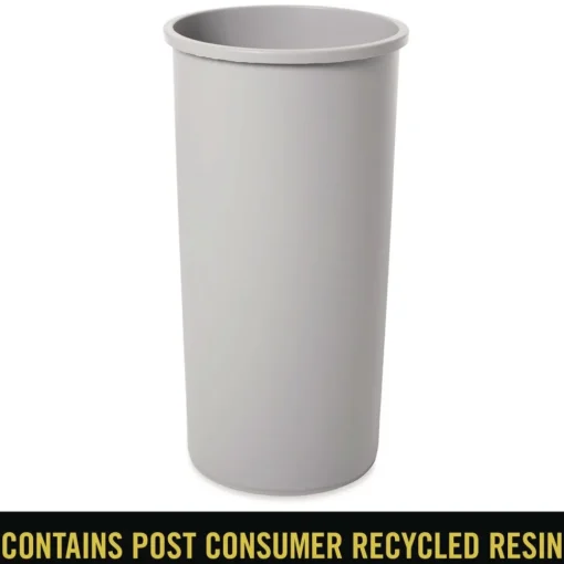 Hot 22 Gallon Round Plastic Untouchable Waste Container - Gray Trash & Waste Bins