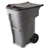 Discount 65 Gallon Square Polyethylene Brute Rollout Heavy-Duty Waste Container - Gray Trash & Waste Bins