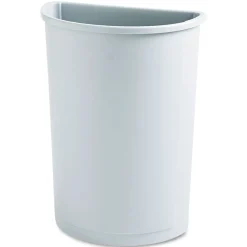 Hot 21 Gallon Plastic Half-Round Untouchable Waste Container - Gray Trash & Waste Bins