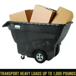 151 Gallon 1000 lbs. Capacity Plastic Structural Foam Tilt Truck - Black Trash & Waste Bins