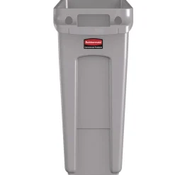 Outlet 15.875 Gallon Rectangular Plastic Slim Jim Waste Container with handles - Light Gray Trash & Waste Bins