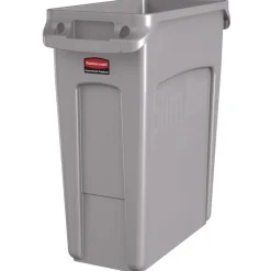 Outlet 15.875 Gallon Rectangular Plastic Slim Jim Waste Container with handles - Light Gray Trash & Waste Bins