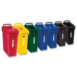 Best 23 Gallon Rectangular Plastic Slim Jim Receptacle W/venting Channels - Black Trash & Waste Bins