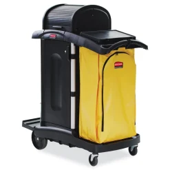 Hot 34 Gallon 17.5 in. x 33 in. Vinyl Cleaning Cart Bag - Yellow Utility Carts