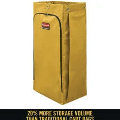 Hot 34 Gallon 17.5 in. x 33 in. Vinyl Cleaning Cart Bag - Yellow Utility Carts