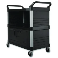 Best 40.63 in. x 20.75 in. x 37.81 in. 300 lbs. Capacity 3 Shelves Plastic Xtra Equipment Cart - Black Utility Carts