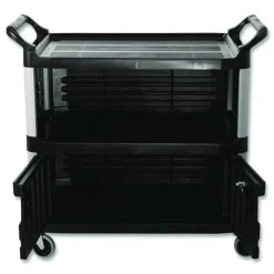 Best 40.63 in. x 20.75 in. x 37.81 in. 300 lbs. Capacity 3 Shelves Plastic Xtra Equipment Cart - Black Utility Carts