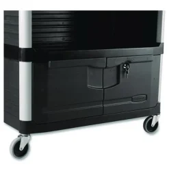 Best 40.63 in. x 20.75 in. x 37.81 in. 300 lbs. Capacity 3 Shelves Plastic Xtra Equipment Cart - Black Utility Carts