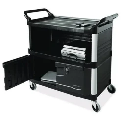 Best 40.63 in. x 20.75 in. x 37.81 in. 300 lbs. Capacity 3 Shelves Plastic Xtra Equipment Cart - Black Utility Carts