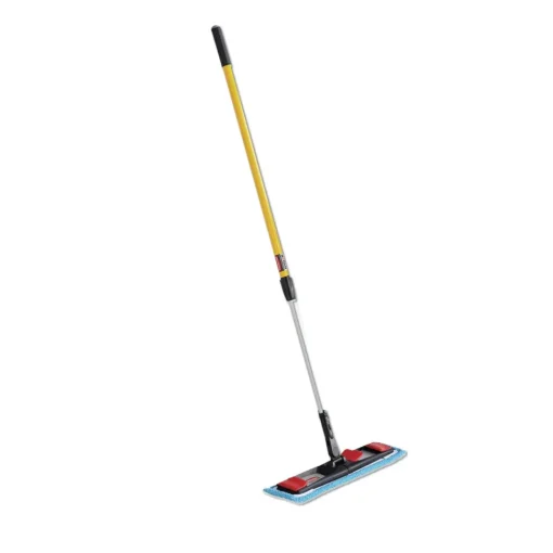 19.5 in. x 5.5 in. Microfiber Head 48 in. to 72 in. Aluminum Handle Adaptable Flat Mop Kit - Blue/Yellow Cleaning & Janitorial Supplies