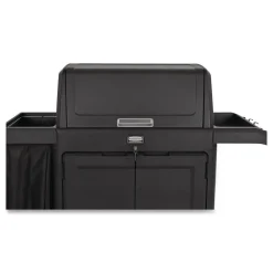 Sale 24.4 in. x 62.4 in. x 56.9 in. 4-Shelf Housekeeping Cart with Hood and Doors - Black Cleaning & Janitorial Supplies