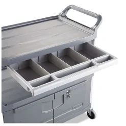 Clearance 40.63 in. x 20 in. x 37.81 in. 300 lbs. Capacity 3 Shelves Plastic Xtra Instrument Cart with Locking Storage Area - Gray Utility Carts