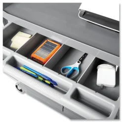 Clearance 40.63 in. x 20 in. x 37.81 in. 300 lbs. Capacity 3 Shelves Plastic Xtra Instrument Cart with Locking Storage Area - Gray Utility Carts